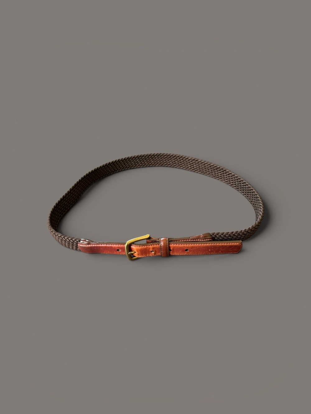 VTG Orvis Braided Brown Belt Leather Trim Brass Buckle Classic Business USA 36
